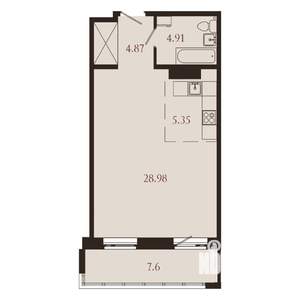 1-к квартира, вторичка, 52м2, 3/15 этаж
