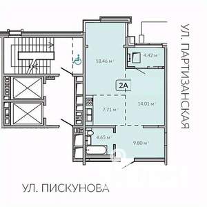 2-к квартира, строящийся дом, 59м2, 13/18 этаж