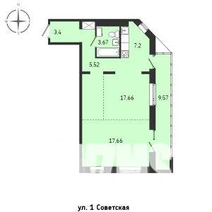 2-к квартира, строящийся дом, 65м2, 14/15 этаж