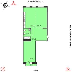 2-к квартира, строящийся дом, 89м2, 5/14 этаж