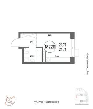 Студия квартира, вторичка, 22м2, 11/19 этаж