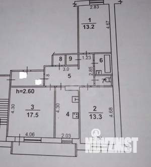 3-к квартира, вторичка, 67м2, 9/9 этаж