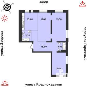 3-к квартира, строящийся дом, 88м2, 4/9 этаж