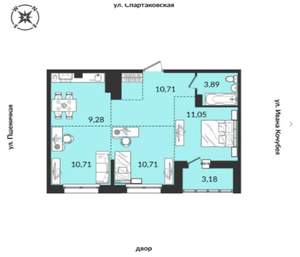 3-к квартира, сданный дом, 60м2, 12/12 этаж