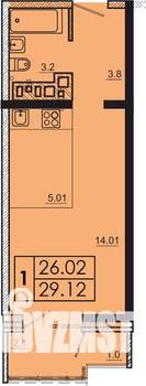 1-к квартира, строящийся дом, 30м2, 16/18 этаж