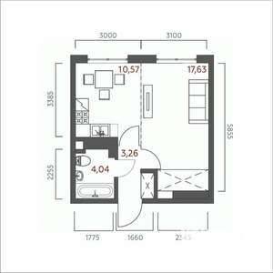 1-к квартира, строящийся дом, 36м2, 16/19 этаж