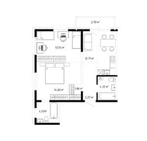 3-к квартира, вторичка, 61м2, 4/19 этаж