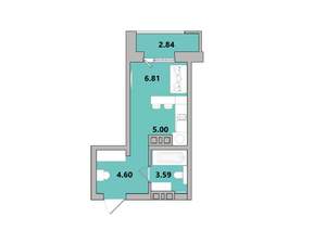 1-к квартира, строящийся дом, 23м2, 10/16 этаж