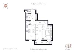 2-к квартира, строящийся дом, 77м2, 6/8 этаж