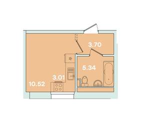 1-к квартира, вторичка, 23м2, 3/14 этаж