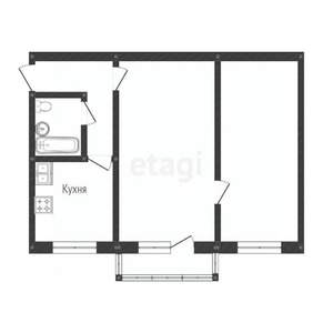 2-к квартира, вторичка, 44м2, 1/5 этаж