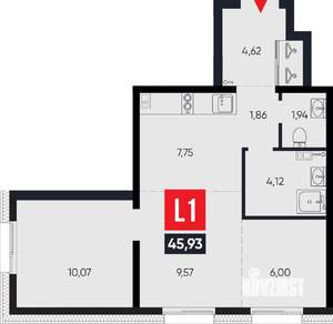 3-к квартира, вторичка, 46м2, 6/14 этаж