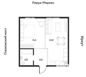 2-к квартира, вторичка, 45м2, 13/19 этаж