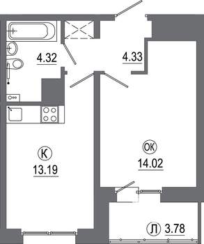 1-к квартира, вторичка, 39м2, 14/16 этаж