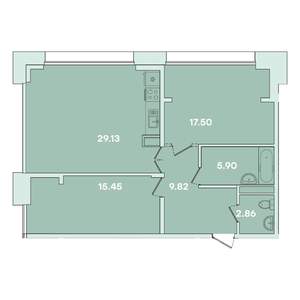2-к квартира, строящийся дом, 81м2, 3/14 этаж
