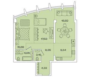 2-к квартира, вторичка, 81м2, 2/7 этаж
