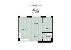 2-к квартира, строящийся дом, 66м2, 6/11 этаж