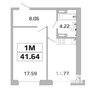 1-к квартира, вторичка, 42м2, 2/16 этаж
