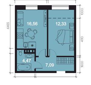 2-к квартира, вторичка, 43м2, 8/8 этаж