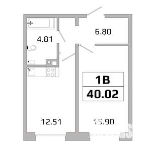 1-к квартира, вторичка, 40м2, 5/16 этаж