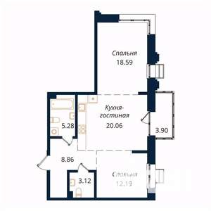 2-к квартира, строящийся дом, 72м2, 2/18 этаж