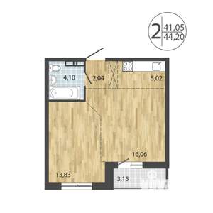 2-к квартира, вторичка, 44м2, 14/19 этаж