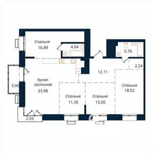 4-к квартира, строящийся дом, 124м2, 18/18 этаж