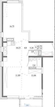 3-к квартира, вторичка, 70м2, 8/13 этаж
