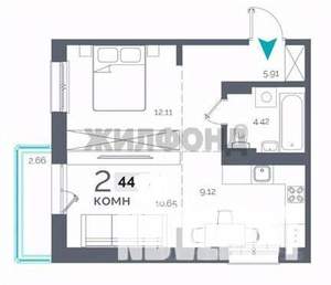 2-к квартира, вторичка, 41м2, 6/9 этаж