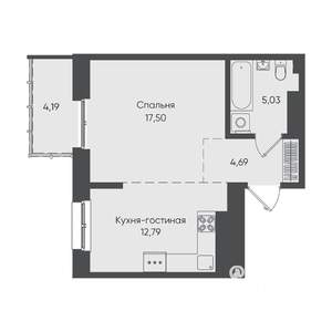 1-к квартира, вторичка, 44м2, 14/19 этаж