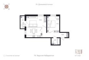 2-к квартира, строящийся дом, 69м2, 6/8 этаж