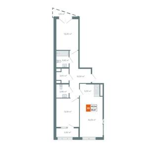 3-к квартира, вторичка, 69м2, 19/19 этаж