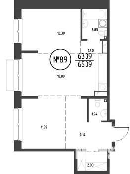 2-к квартира, строящийся дом, 63м2, 5/19 этаж