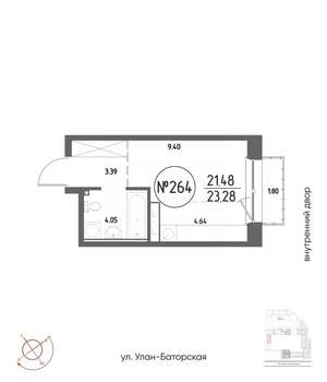 Студия квартира, вторичка, 23м2, 16/19 этаж