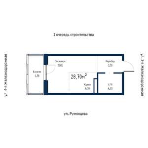 1-к квартира, вторичка, 29м2, 17/18 этаж