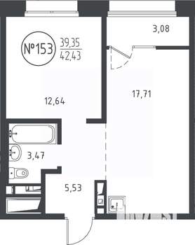 1-к квартира, вторичка, 42м2, 9/10 этаж