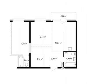 3-к квартира, вторичка, 68м2, 15/19 этаж