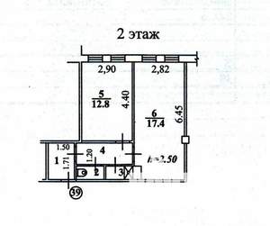 2-к квартира, вторичка, 39м2, 2/5 этаж