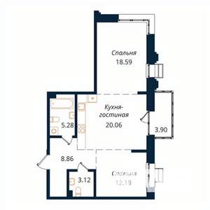 2-к квартира, строящийся дом, 71м2, 7/18 этаж