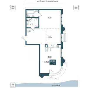 2-к квартира, вторичка, 73м2, 3/20 этаж