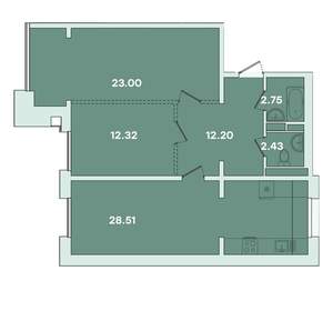 2-к квартира, вторичка, 81м2, 3/14 этаж