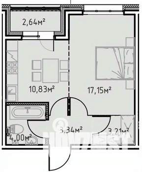1-к квартира, вторичка, 41м2, 1/13 этаж