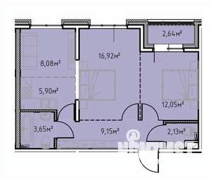 2-к квартира, вторичка, 61м2, 2/13 этаж
