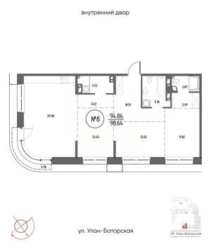 3-к квартира, строящийся дом, 99м2, 3/20 этаж
