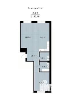 2-к квартира, вторичка, 80м2, 2/9 этаж