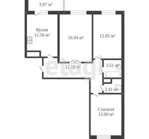 3-к квартира, вторичка, 72м2, 7/19 этаж