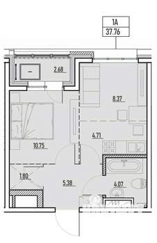 2-к квартира, строящийся дом, 38м2, 5/19 этаж