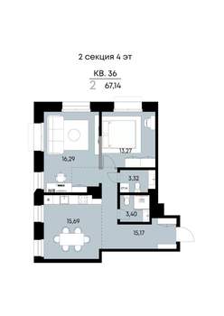 2-к квартира, вторичка, 67м2, 4/11 этаж