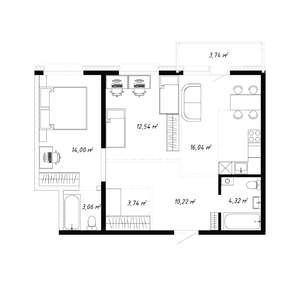 3-к квартира, вторичка, 68м2, 7/19 этаж