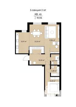 3-к квартира, вторичка, 92м2, 2/9 этаж